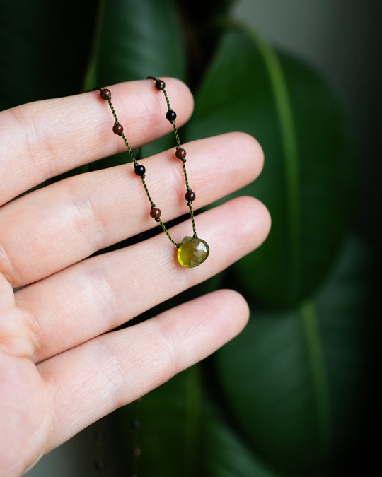 Emerald / Vesuvianite / Smoky Quartz / Labradorite Hand Knotted Beaded Necklace - The Healing Pear