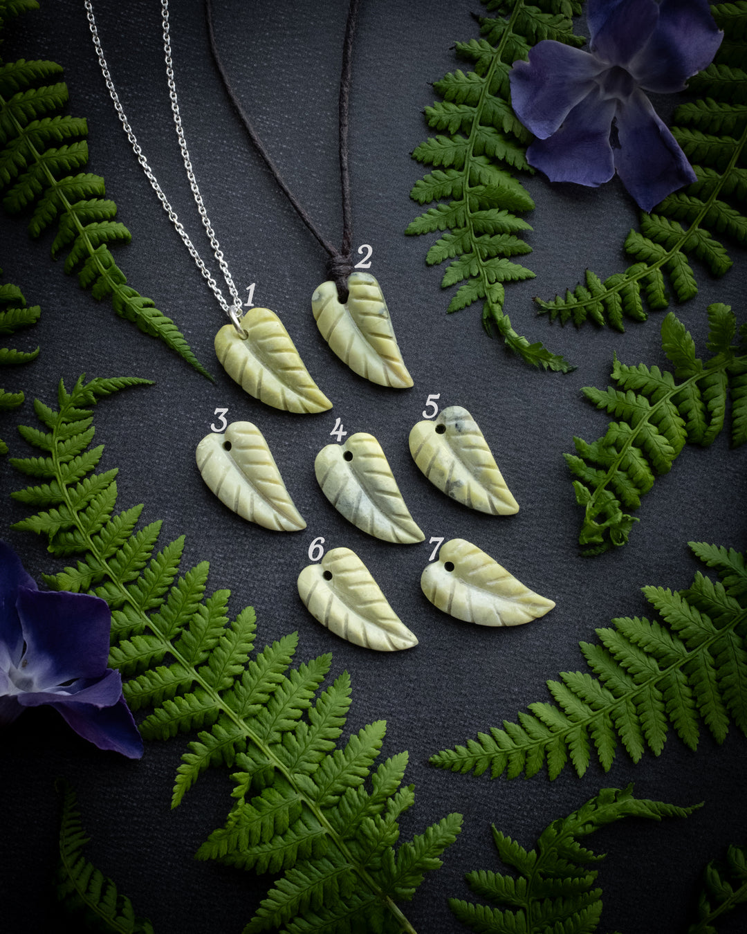Serpentine Hand Carved Leaf Necklace - The Healing Pear