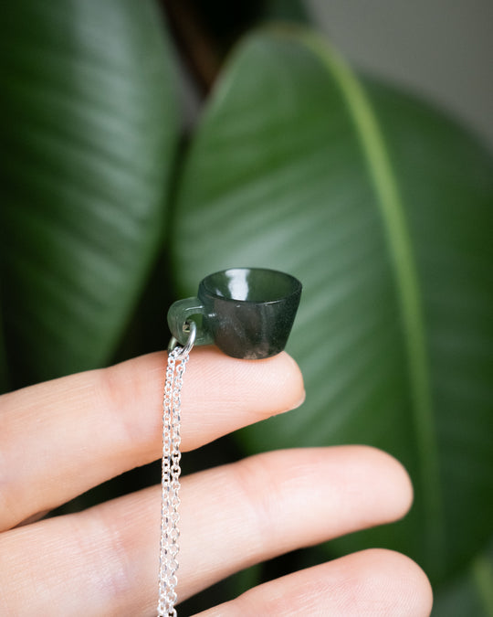 Serpentine Hand Carved Mug Necklace - The Healing Pear