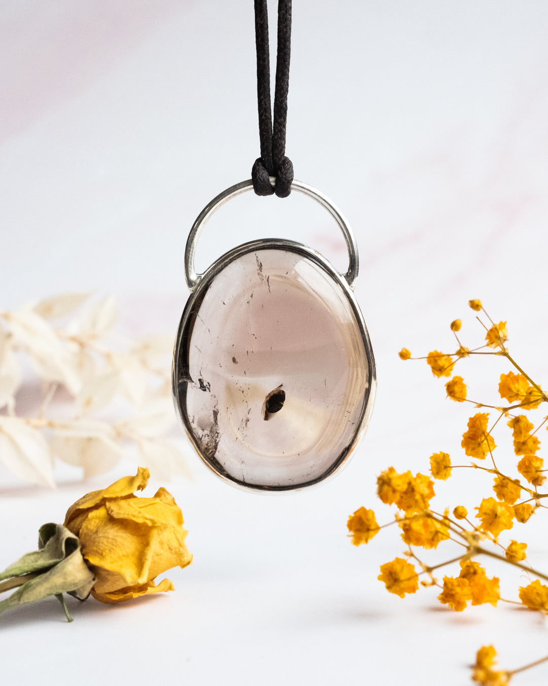 Smoky Quartz Pebble Sterling Silver Necklace - The Healing Pear