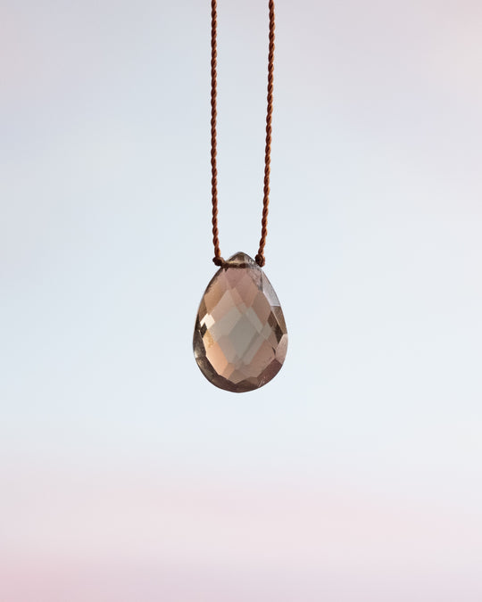 Smoky Quartz Vegan Silk Necklace - The Healing Pear