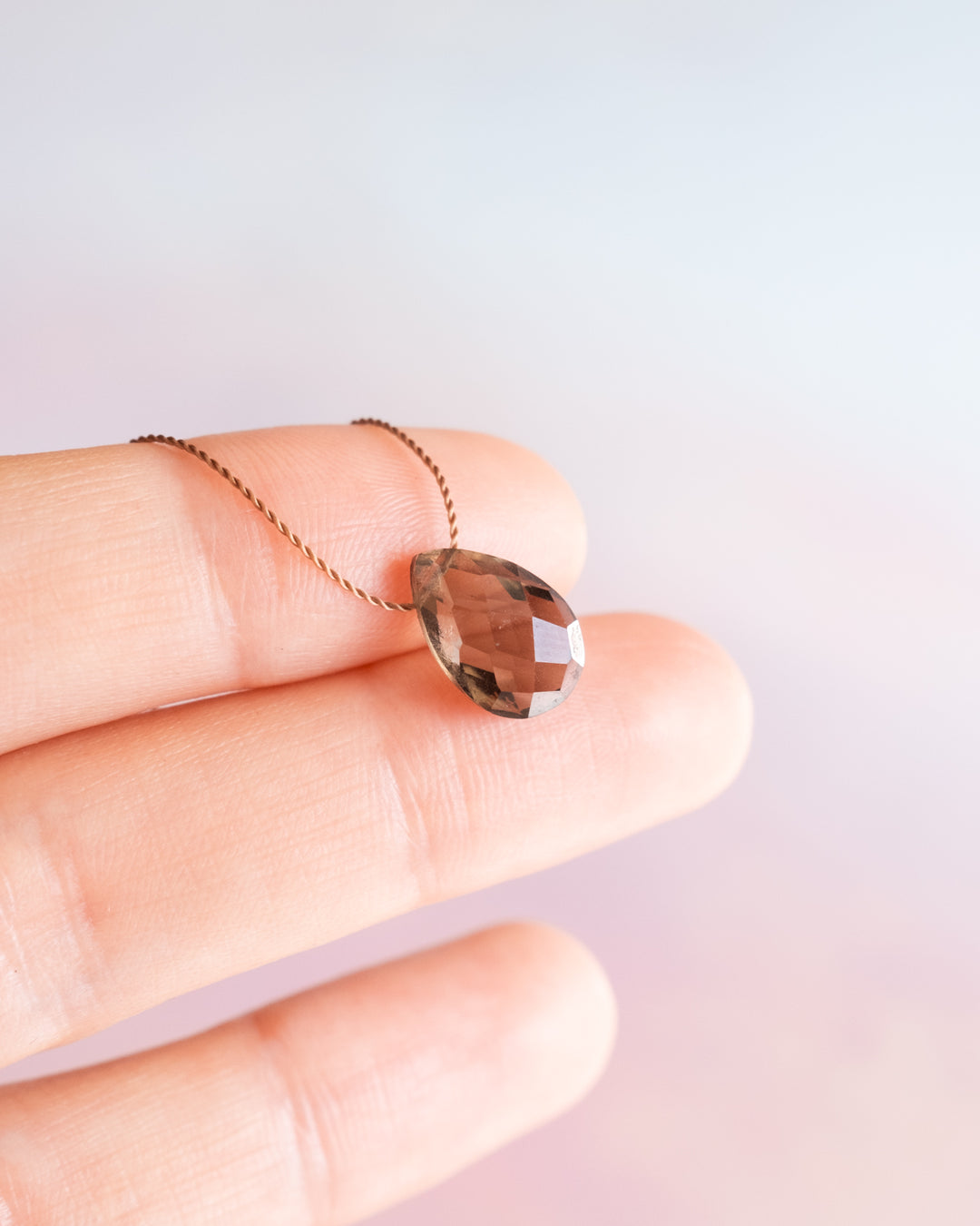 Smoky Quartz Vegan Silk Necklace - The Healing Pear