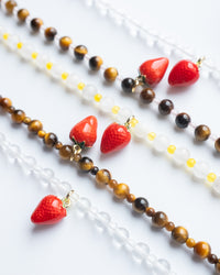 Enamel Strawberry & Gemstone Beaded Bracelet