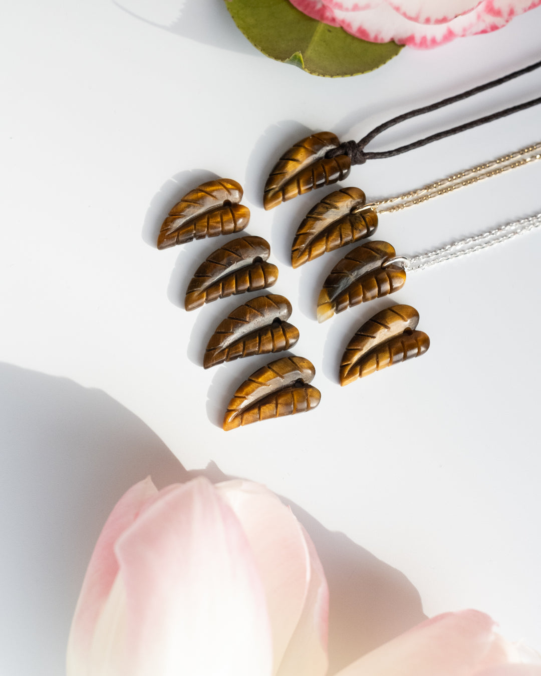 Tiger's Eye Hand Carved Leaf Necklace - The Healing Pear