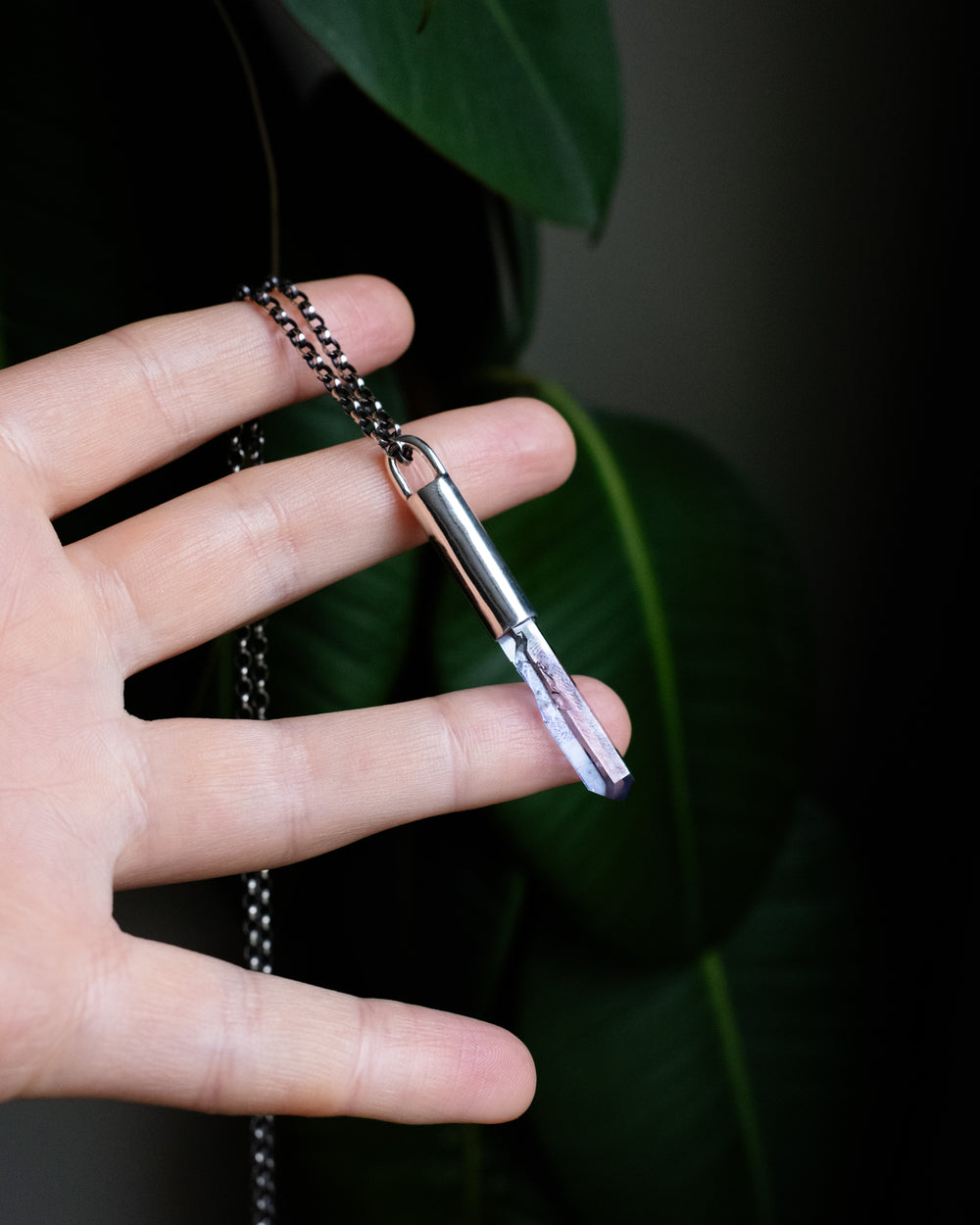Tanzine Aura Quartz Point Sterling Silver Necklace - The Healing Pear