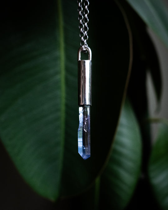 Tanzine Aura Quartz Point Sterling Silver Necklace - The Healing Pear