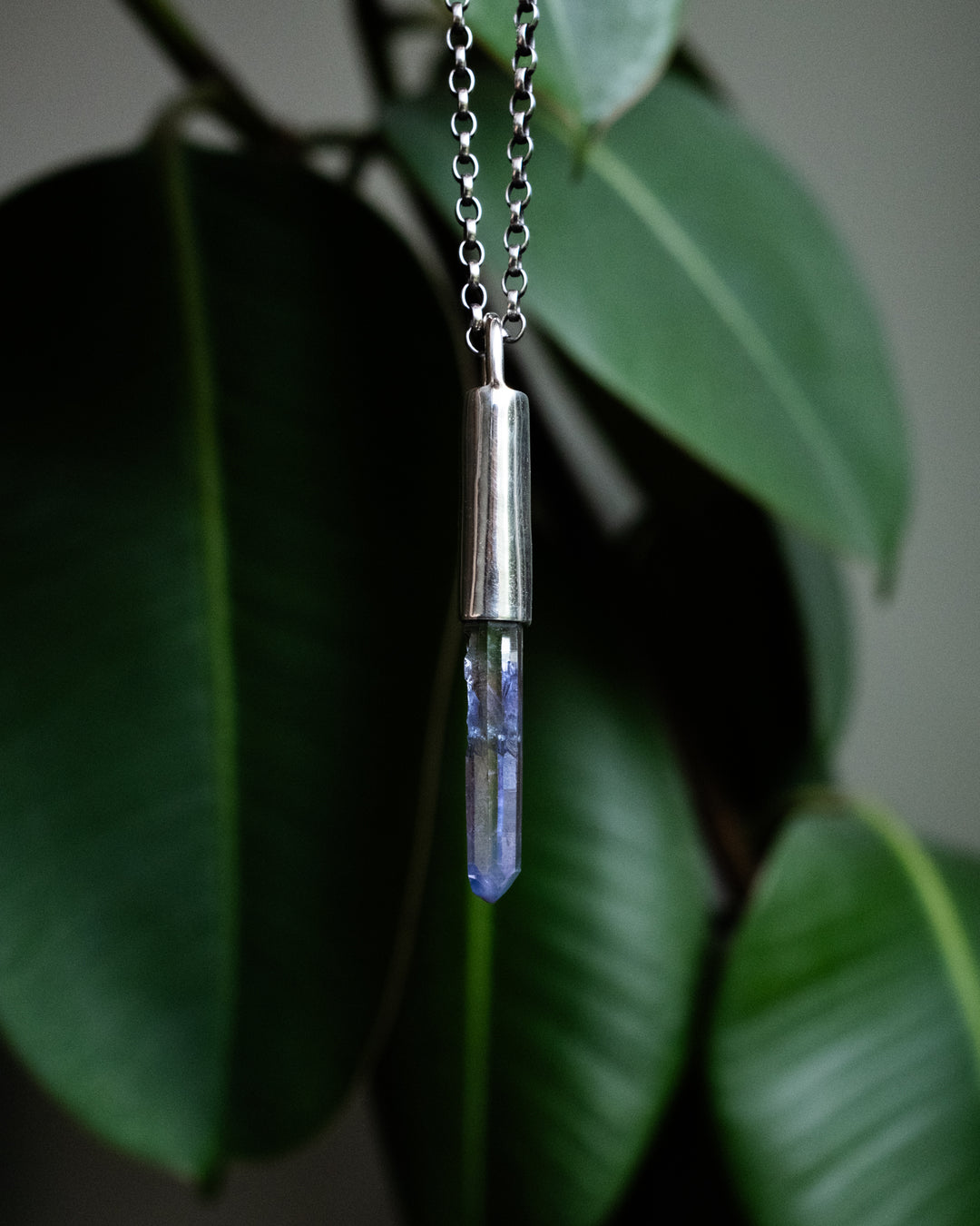 Tanzine Aura Quartz Point Sterling Silver Necklace - The Healing Pear