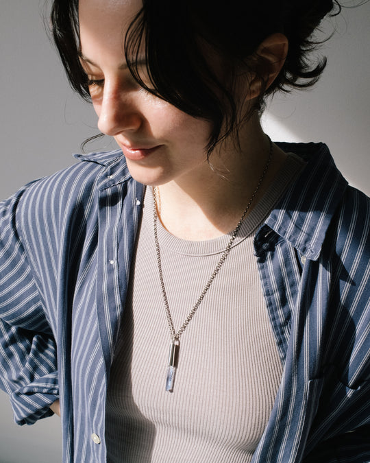 Tanzine Aura Quartz Point Sterling Silver Necklace - The Healing Pear