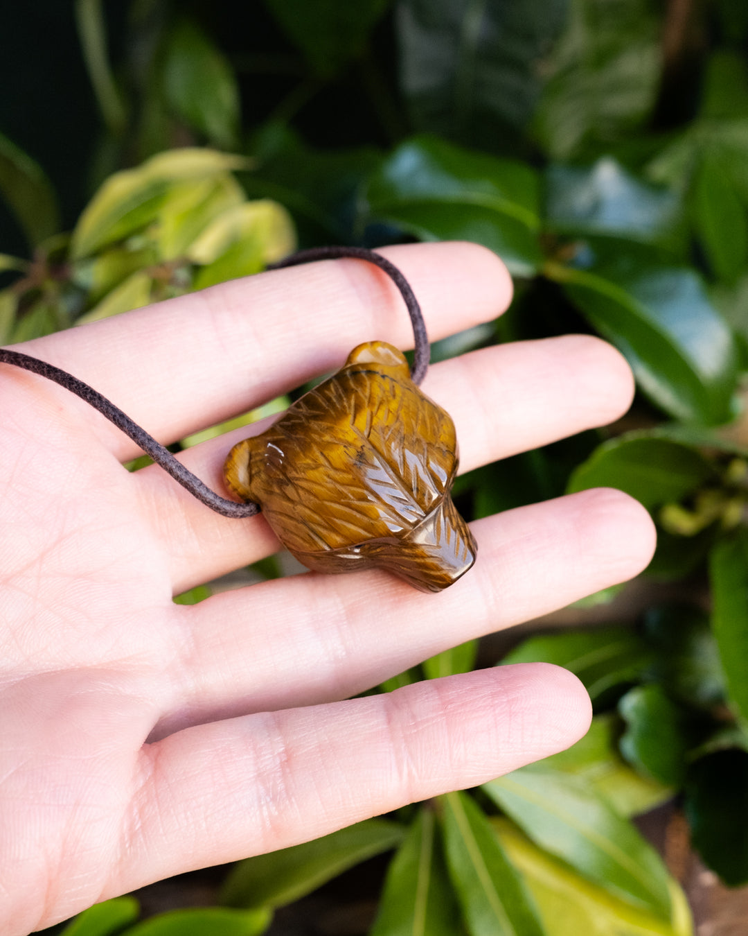 Tiger's Eye Hand Carved Bear Necklace - The Healing Pear