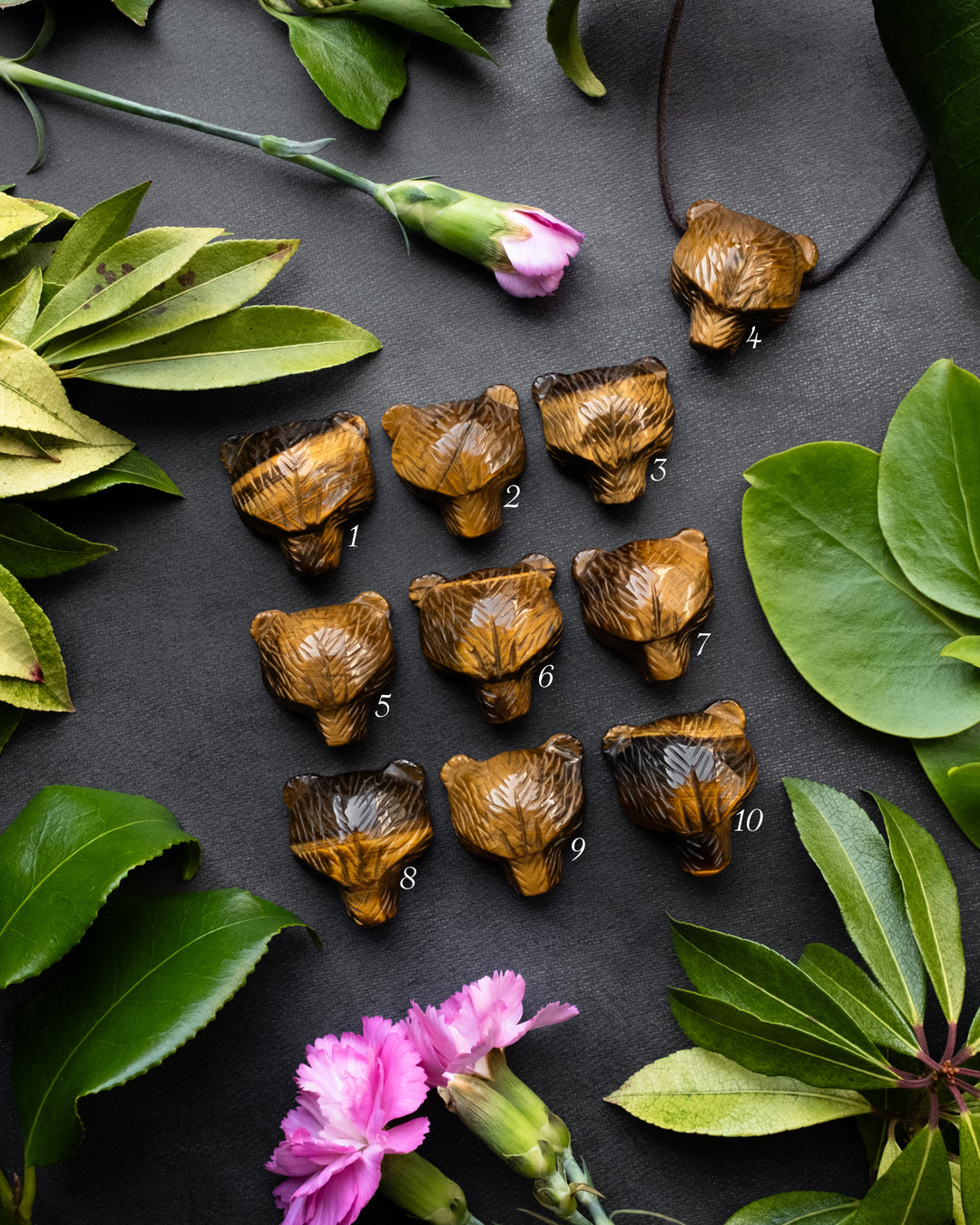 Tiger's Eye Hand Carved Bear Necklace - The Healing Pear