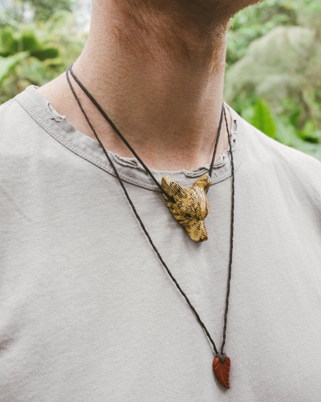 Large Smoky Quartz Hand Carved Wolf Necklace - The Healing Pear