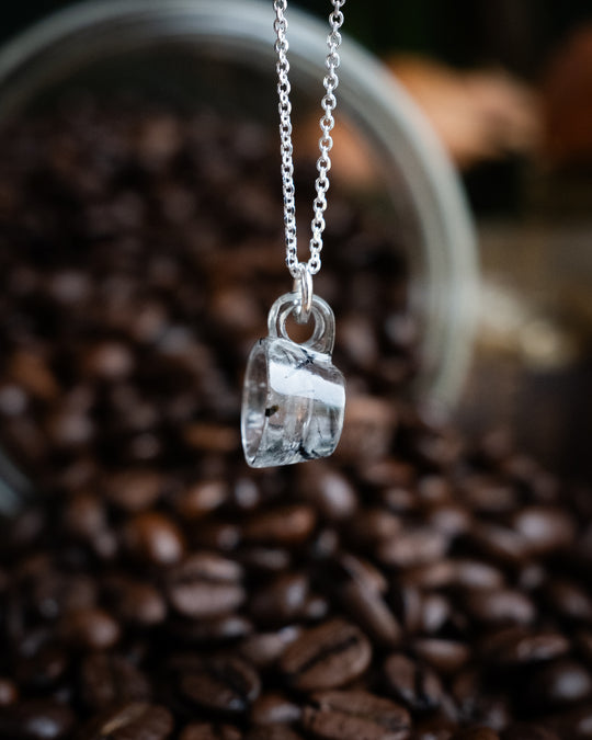 Tourmalated Quartz Hand Carved Mug Necklace - The Healing Pear