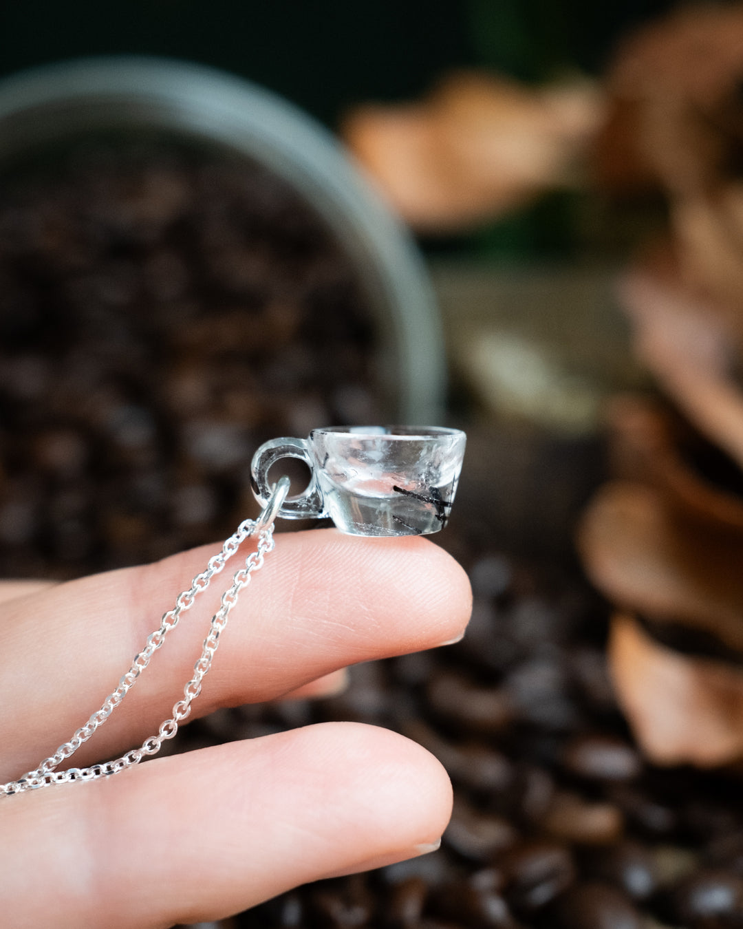 Tourmalated Quartz Hand Carved Mug Necklace - The Healing Pear
