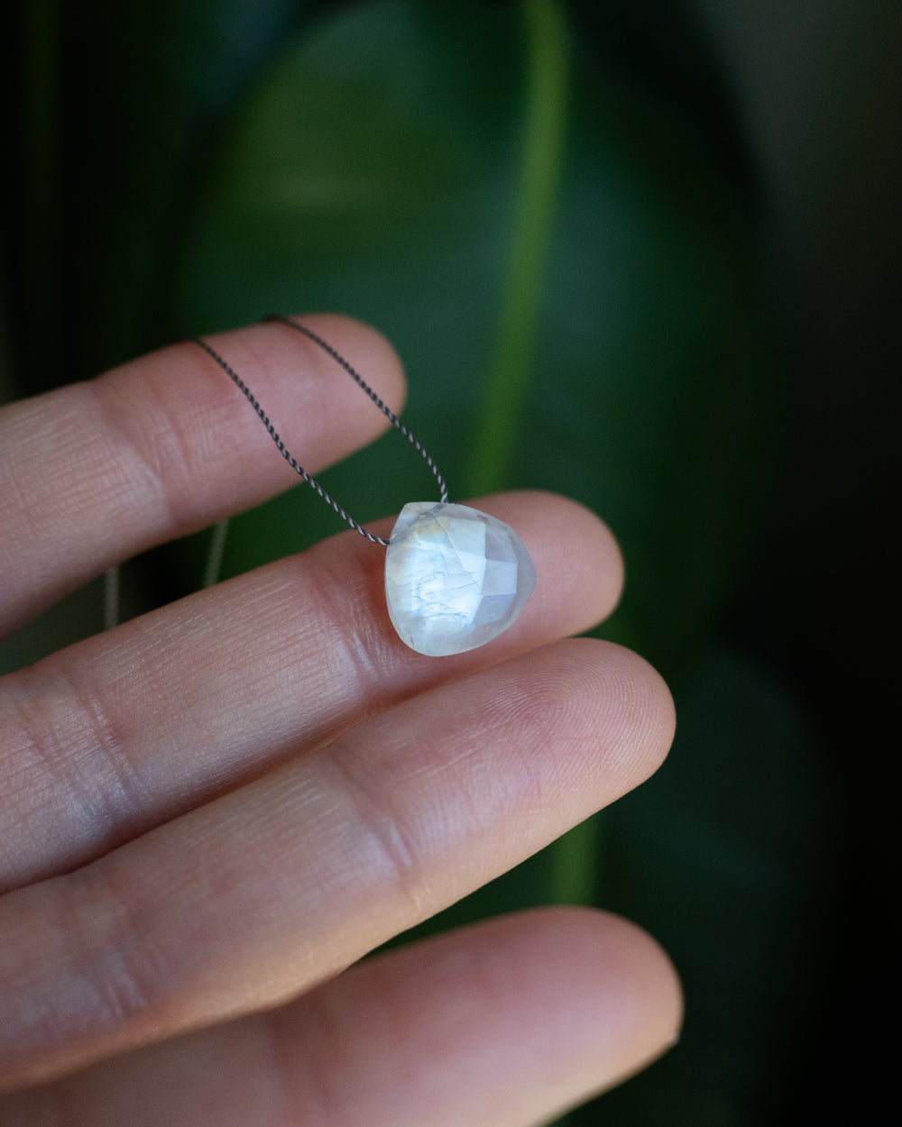 Rainbow Moonstone Vegan Silk Necklace