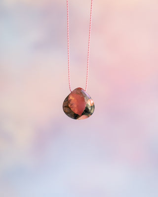 Pink Mojave Copper Turquoise Vegan Silk Necklace