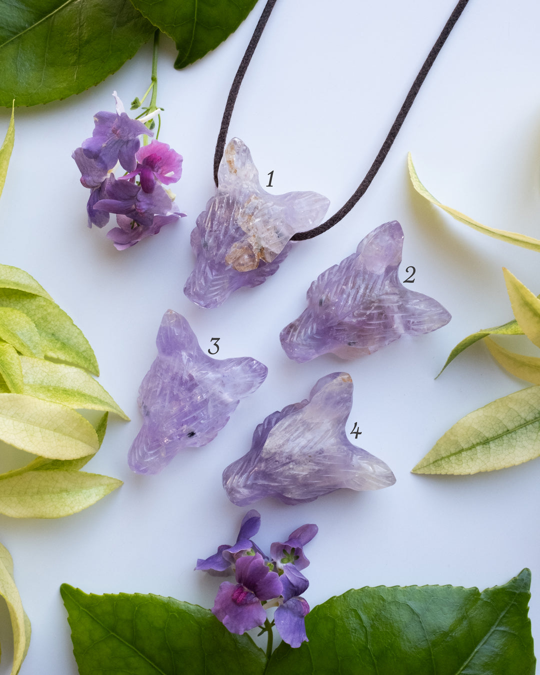 Ametrine Hand Carved Wolf Necklace - The Healing Pear
