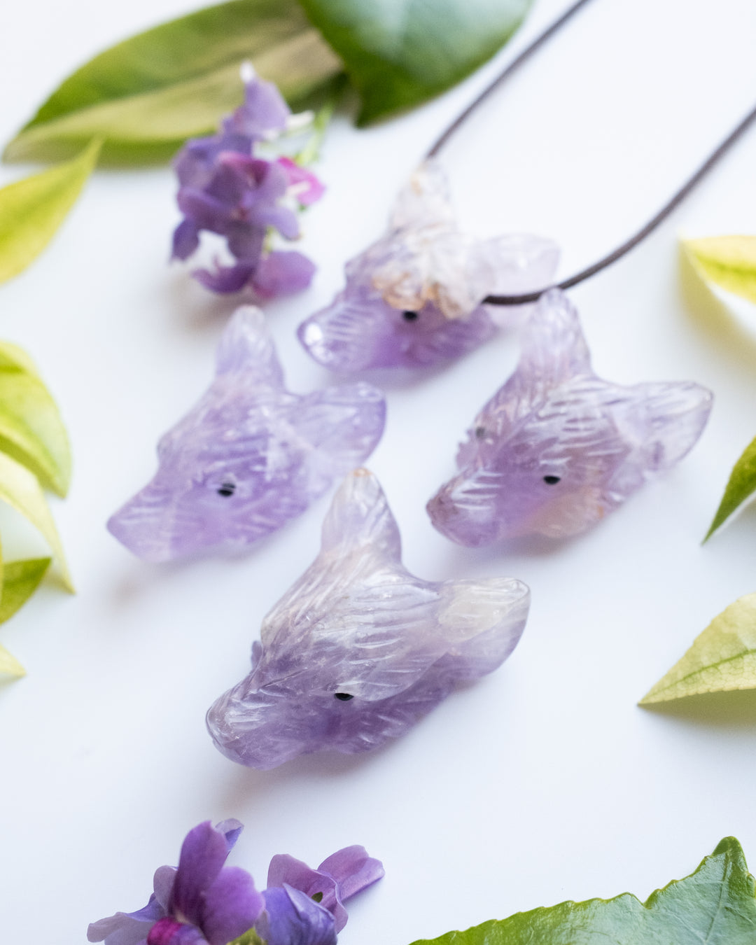 Ametrine Hand Carved Wolf Necklace - The Healing Pear