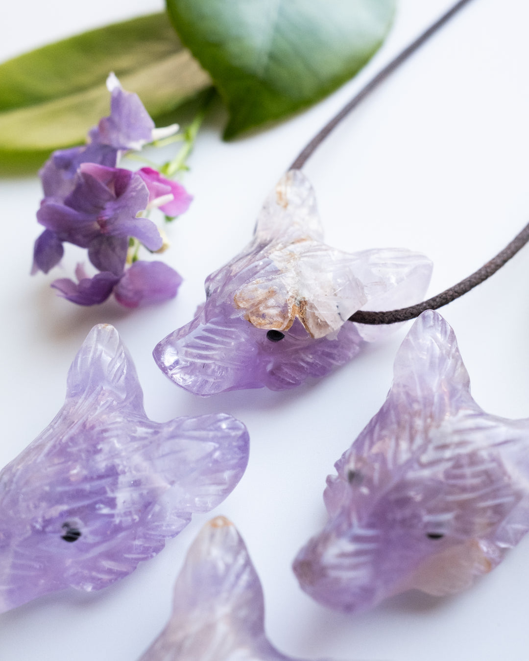 Ametrine Hand Carved Wolf Necklace - The Healing Pear
