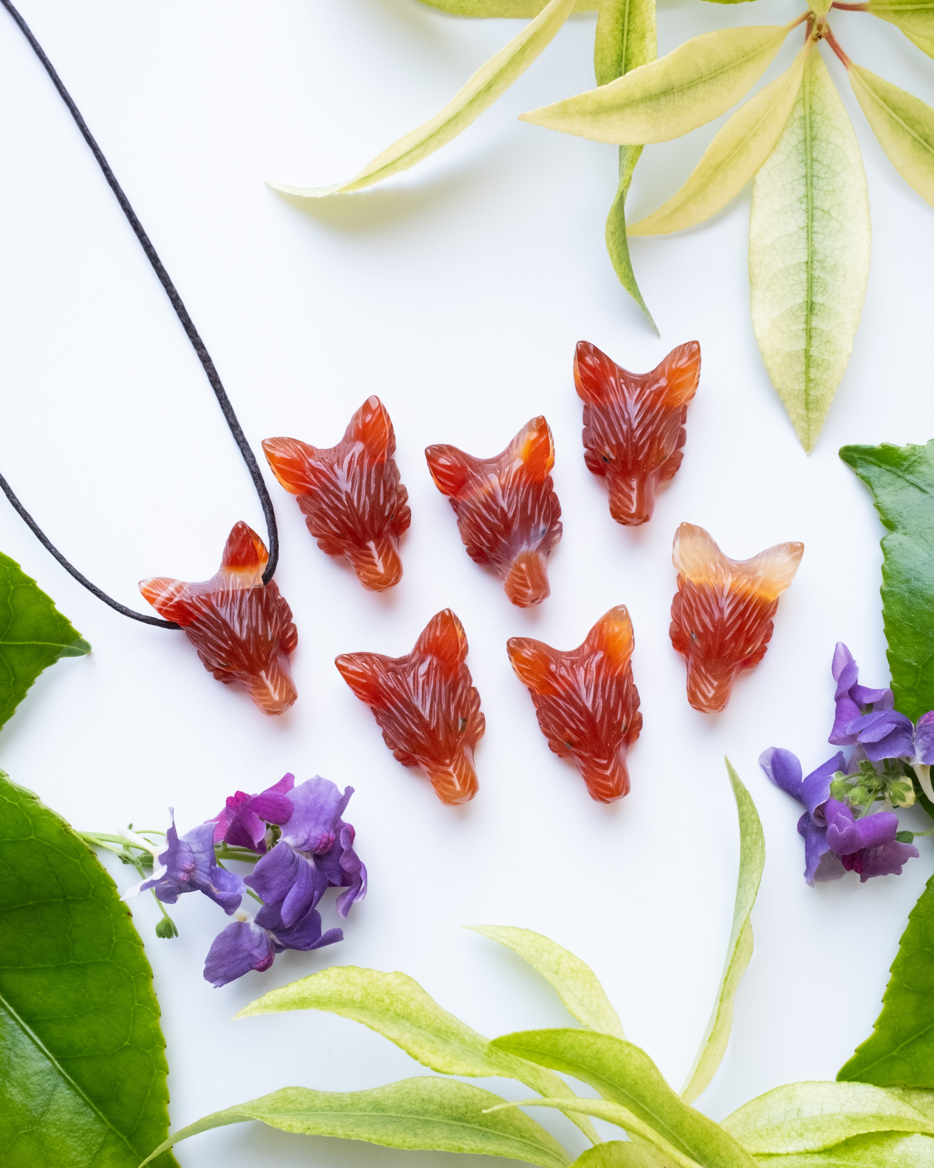 Small Carnelian Hand Carved Wolf Necklace - The Healing Pear