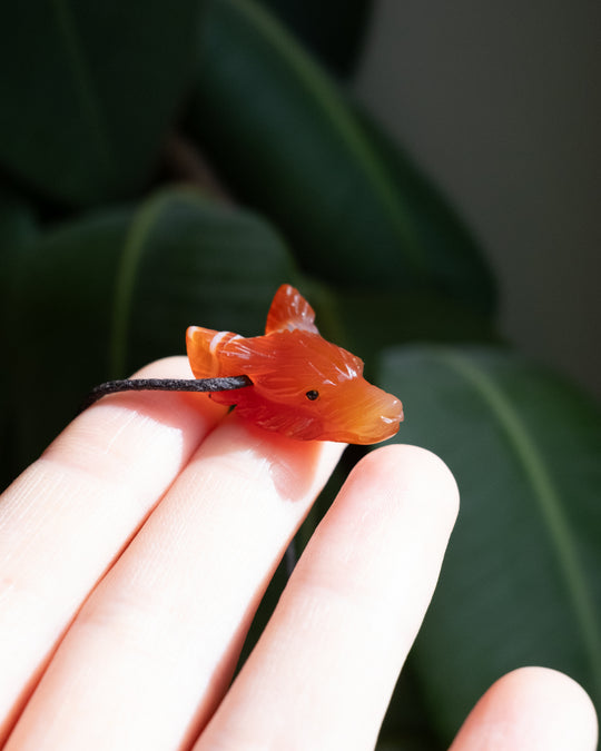 Small Carnelian Hand Carved Wolf Necklace - The Healing Pear
