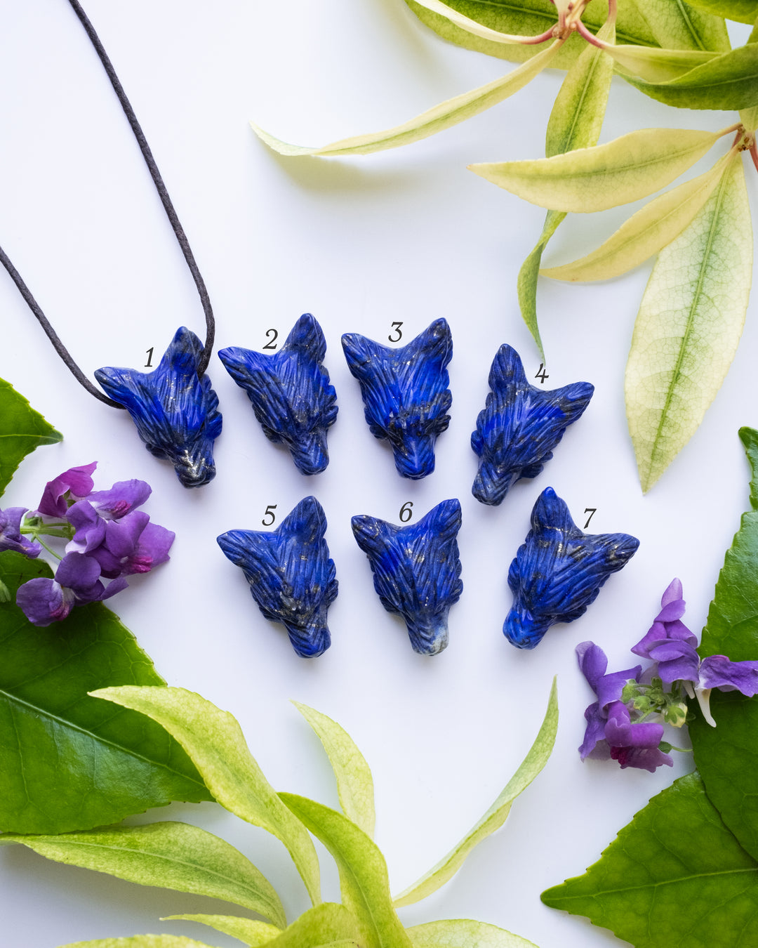 Small Lapis Lazuli Hand Carved Wolf Necklace - The Healing Pear
