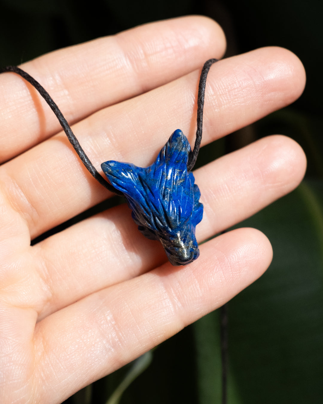 Small Lapis Lazuli Hand Carved Wolf Necklace - The Healing Pear