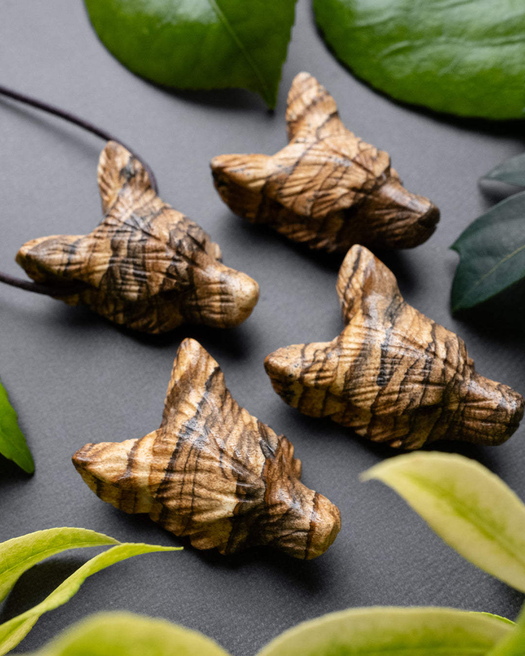 Picture Jasper Carved Wolf Necklace - The Healing Pear