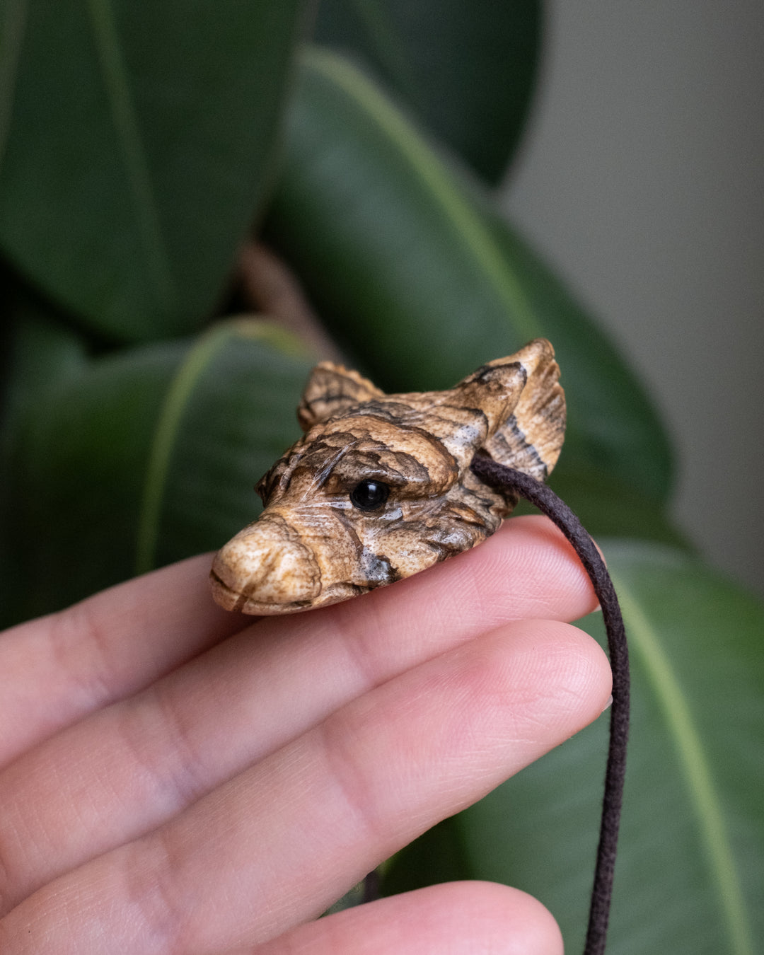 Picture Jasper Carved Wolf Necklace - The Healing Pear