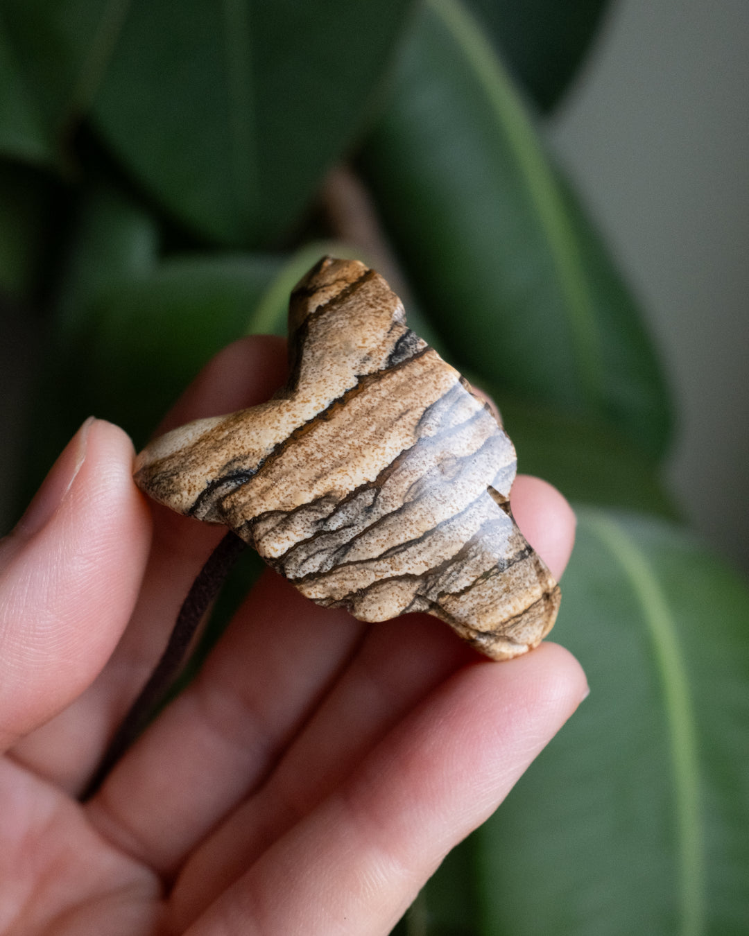 Picture Jasper Carved Wolf Necklace - The Healing Pear