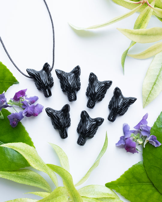 Small Smoky Quartz Hand Carved Wolf Necklace - The Healing Pear