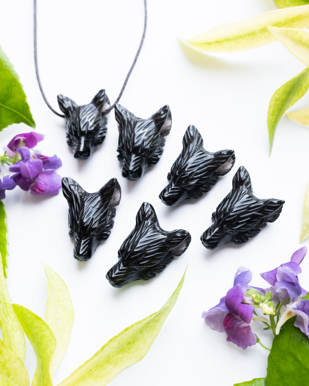 Small Smoky Quartz Hand Carved Wolf Necklace - The Healing Pear