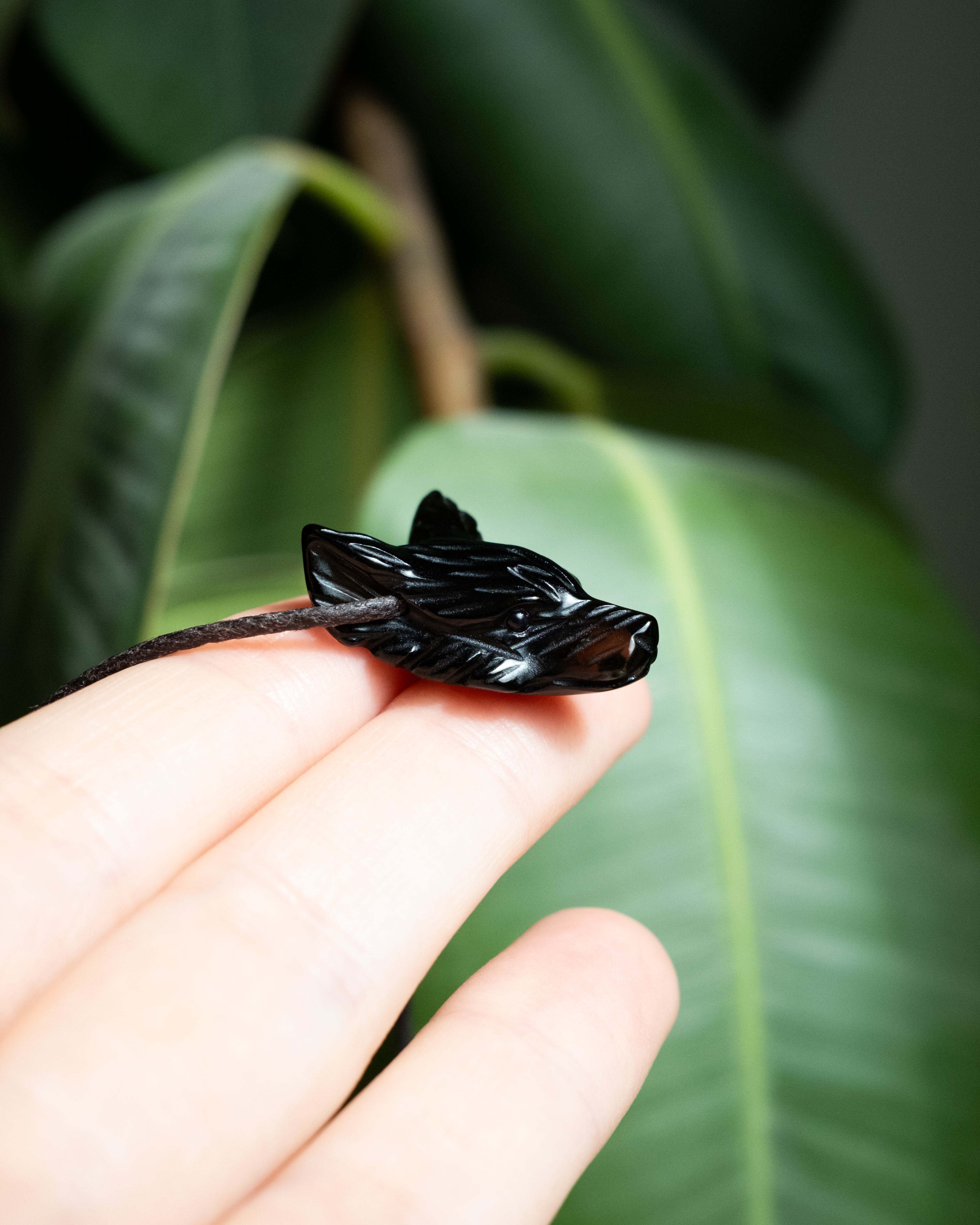 Small Smoky Quartz Hand Carved Wolf Necklace - The Healing Pear