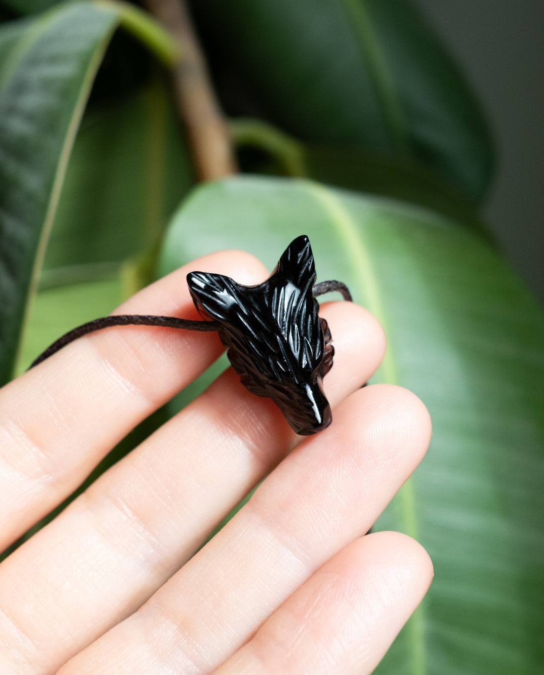 Small Smoky Quartz Hand Carved Wolf Necklace - The Healing Pear