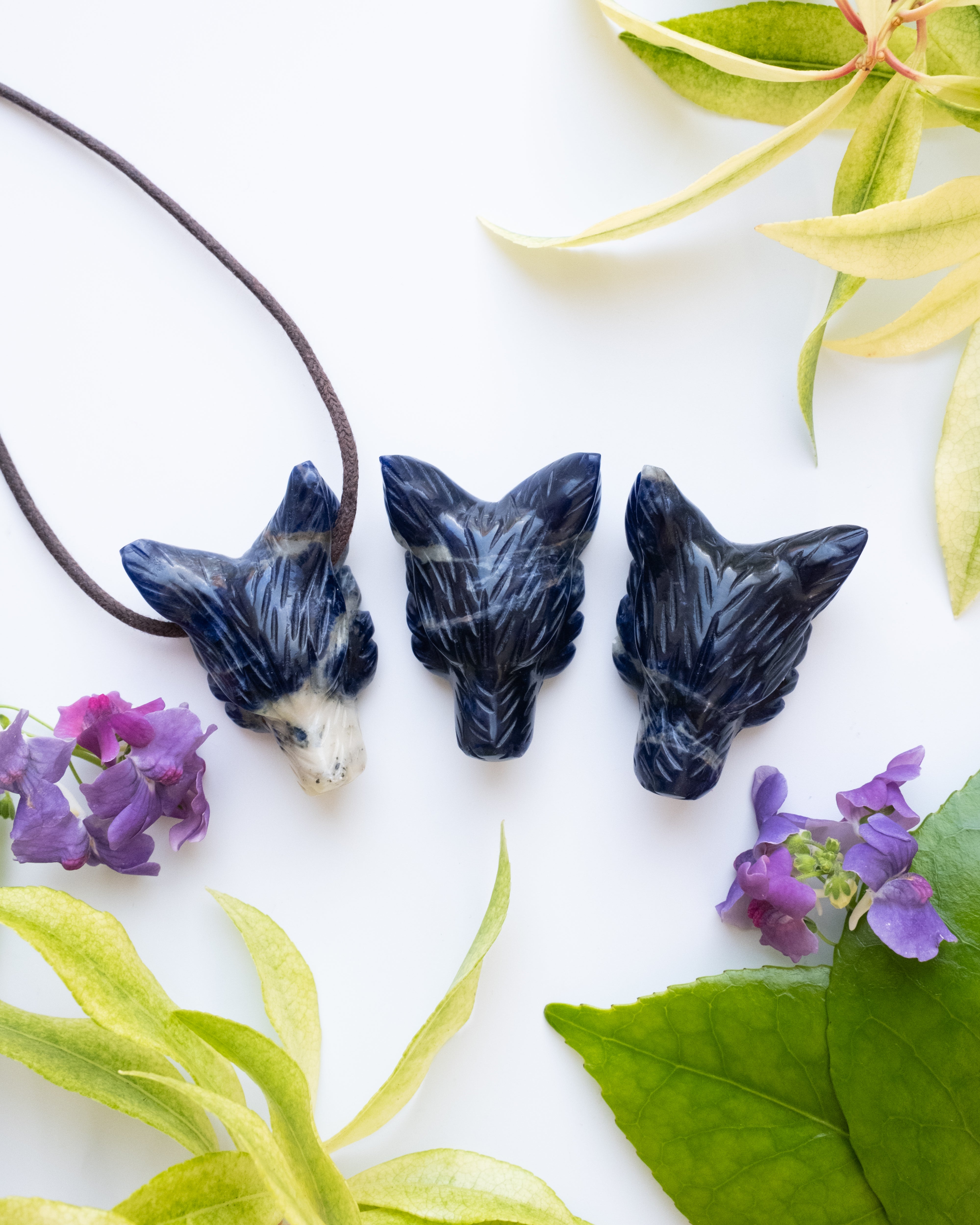 Sodalite Hand Carved Wolf Necklace - The Healing Pear
