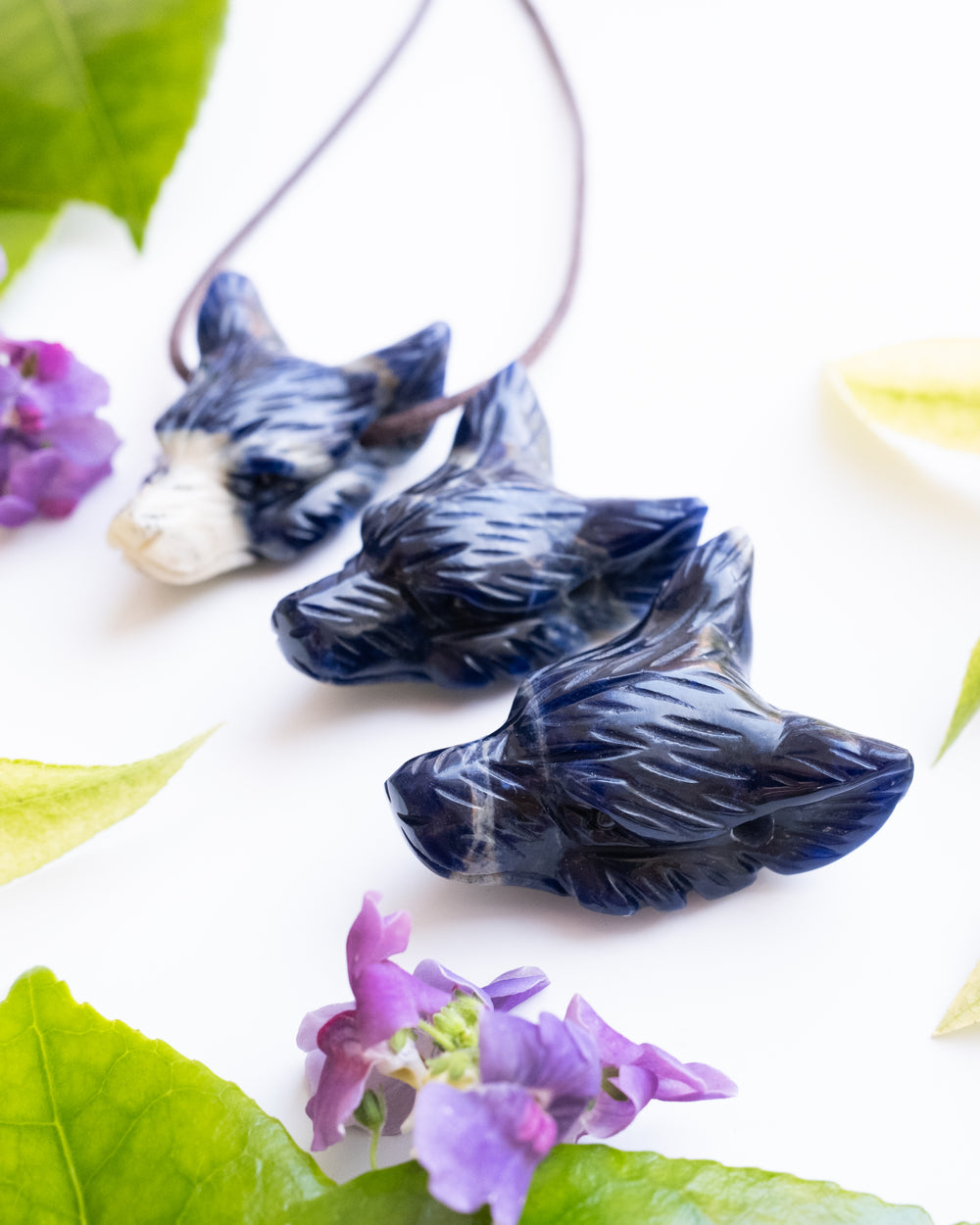 Sodalite Hand Carved Wolf Necklace - The Healing Pear