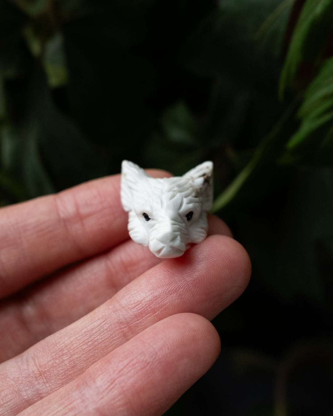 Small Howlite Hand Carved Wolf Necklace - The Healing Pear
