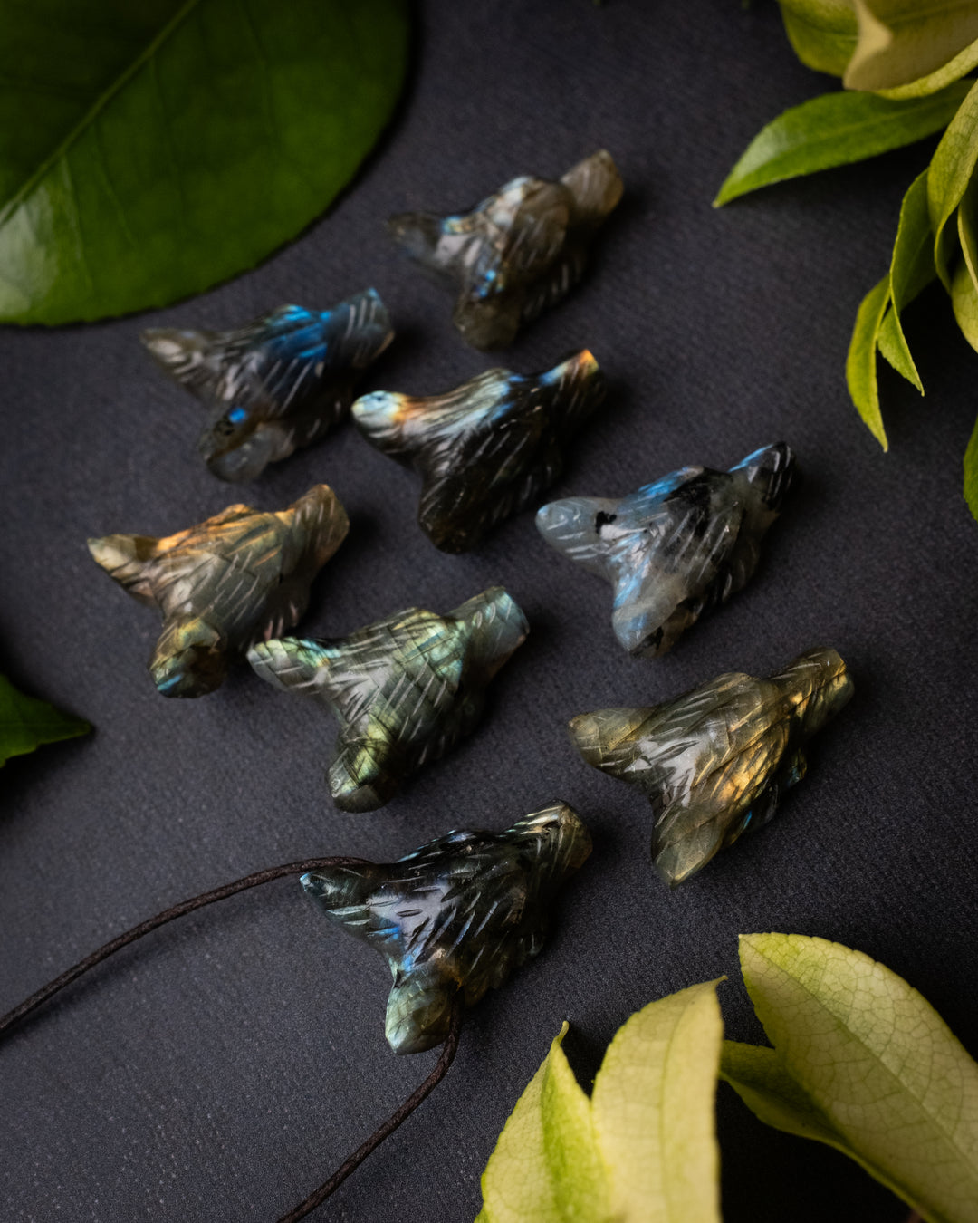 Small Labradorite Hand Carved Wolf Necklace - The Healing Pear