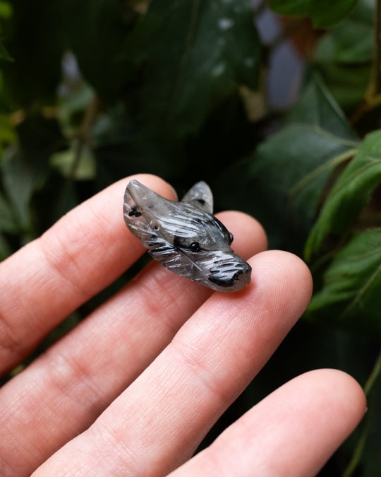 Small Labradorite Hand Carved Wolf Necklace - The Healing Pear