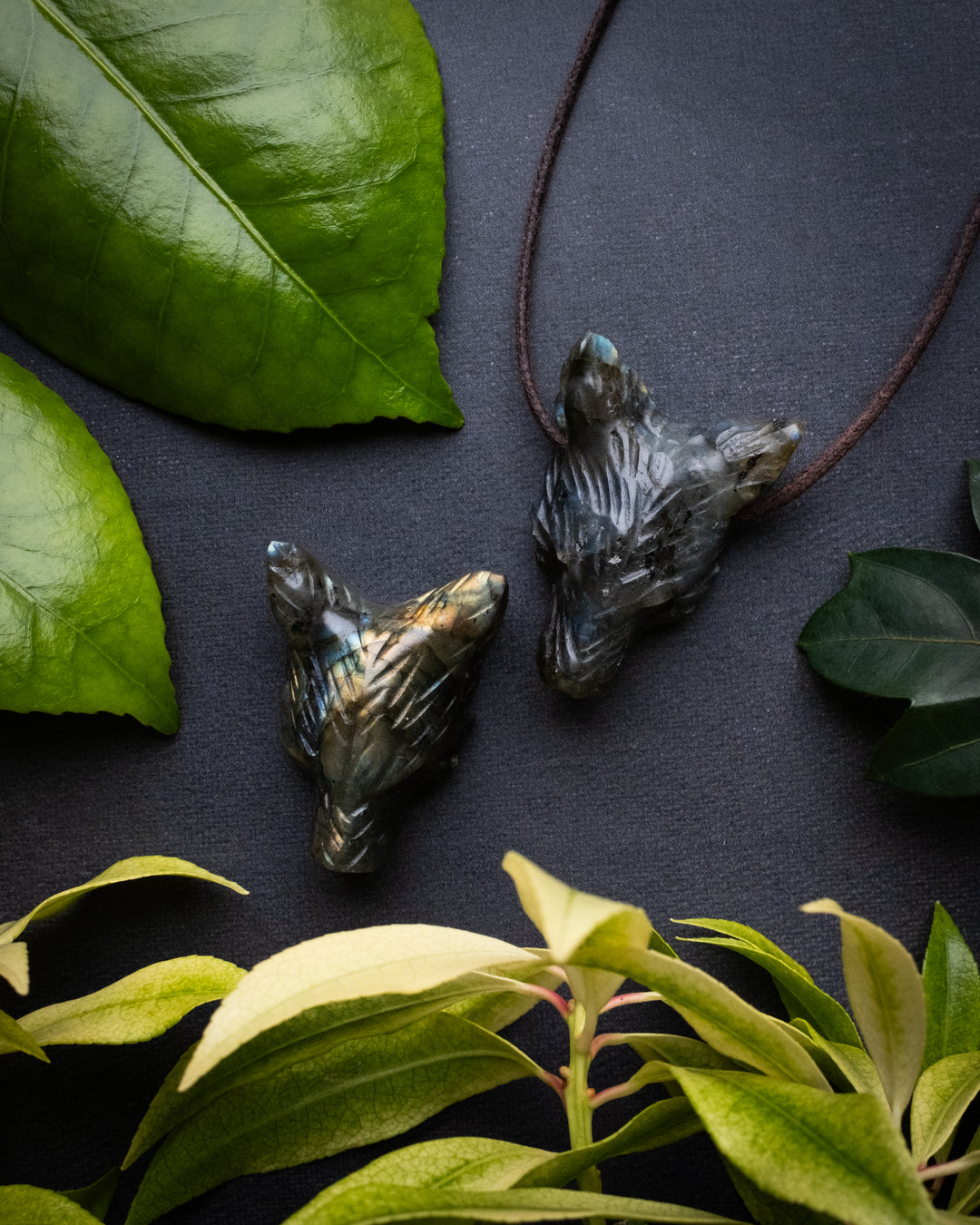 Labradorite Hand Carved Wolf Necklace - The Healing Pear