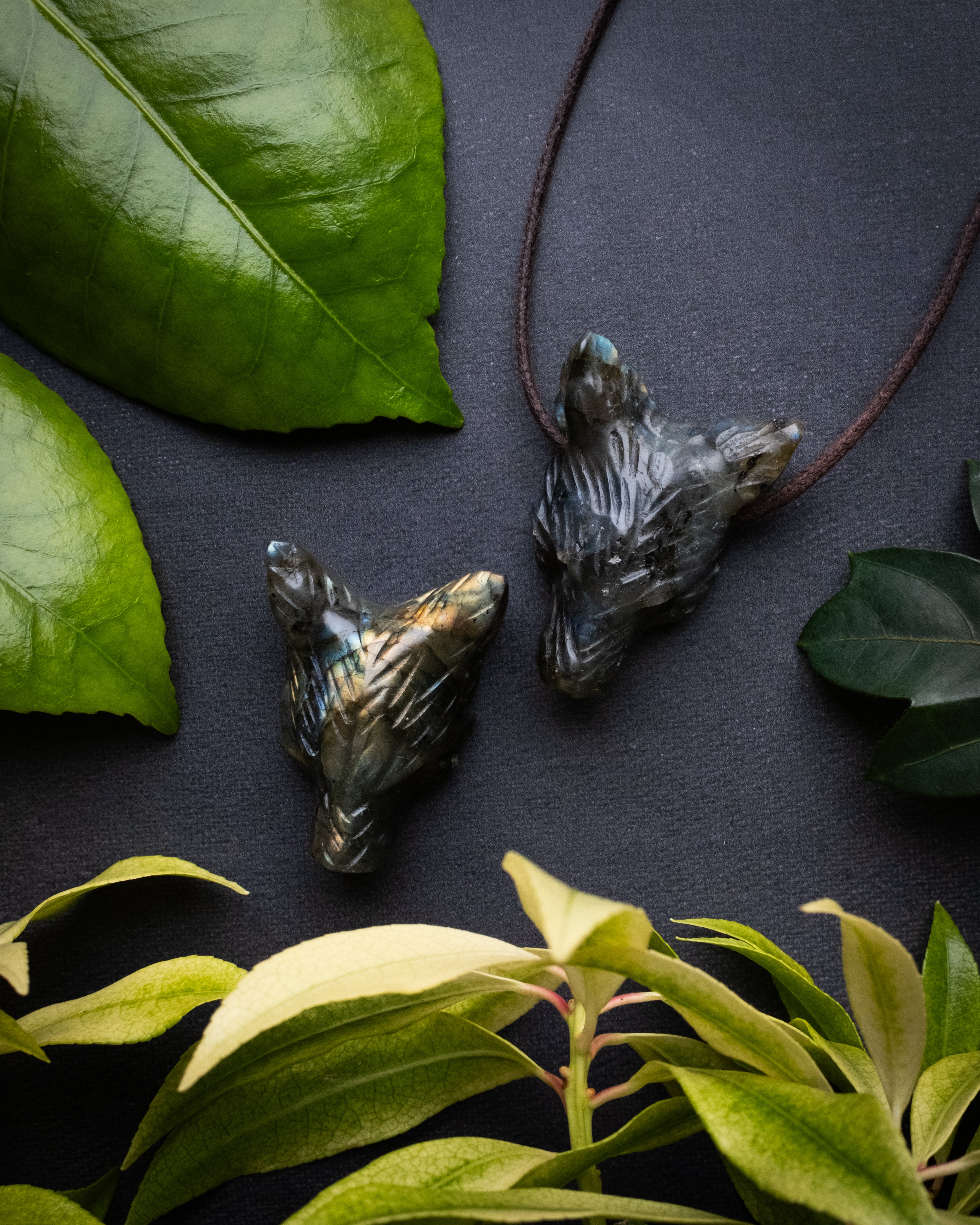 Labradorite Hand Carved Wolf Necklace - The Healing Pear