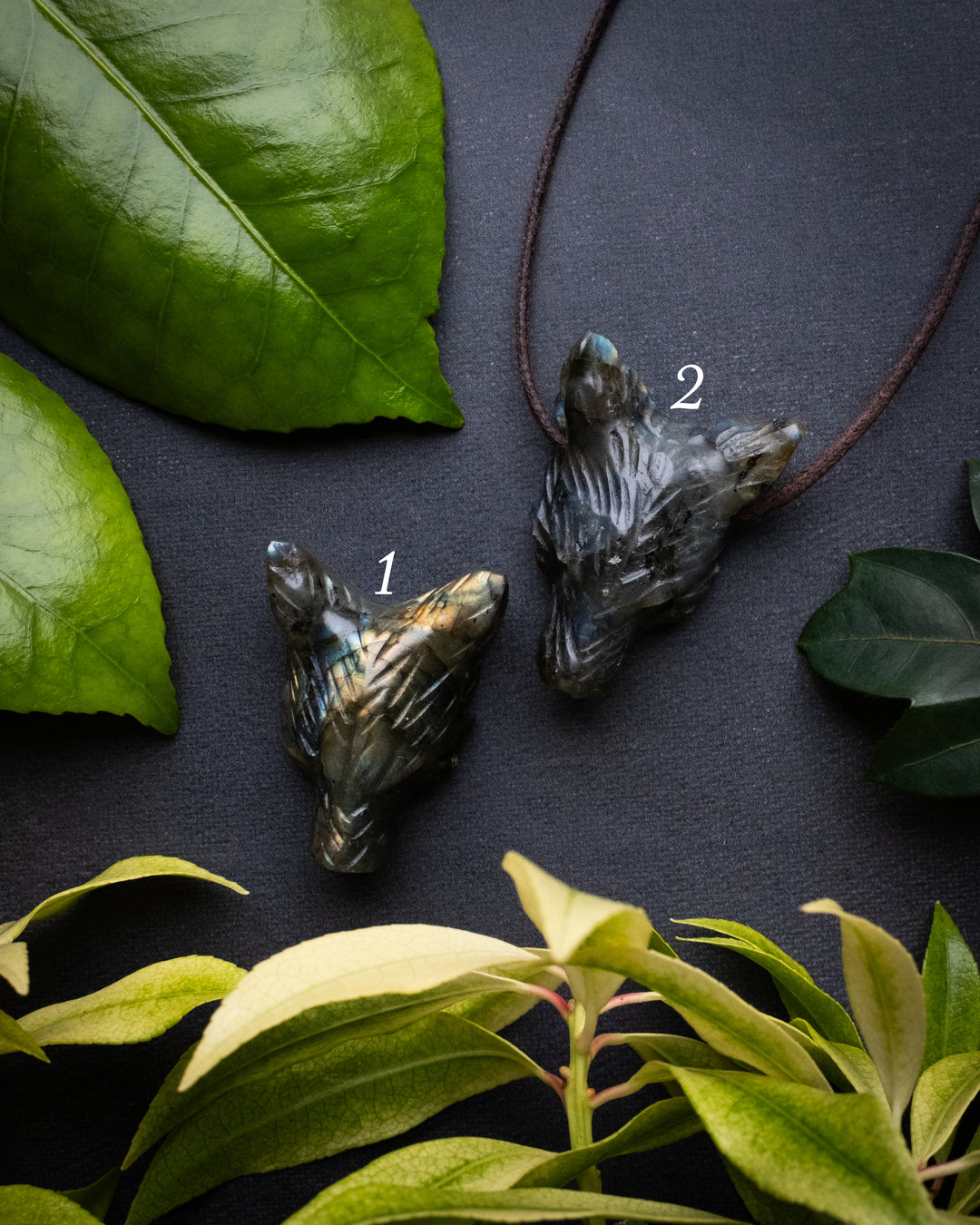 Labradorite Hand Carved Wolf Necklace - The Healing Pear