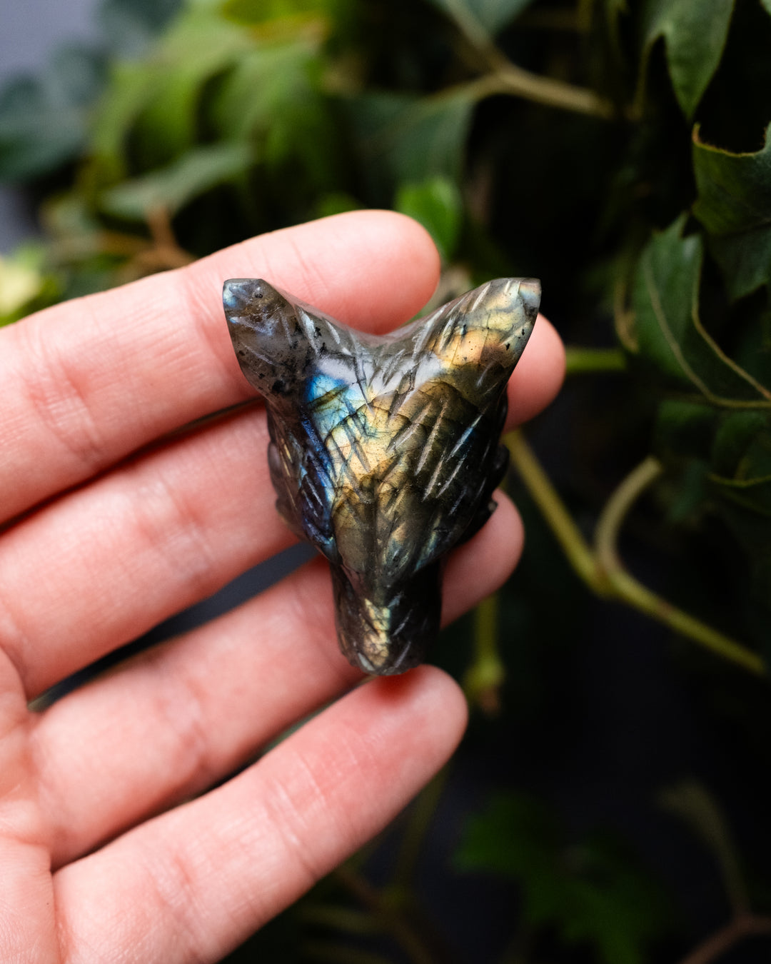 Labradorite Hand Carved Wolf Necklace - The Healing Pear