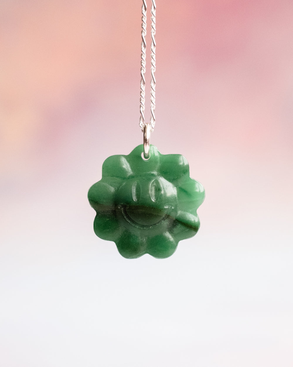 African Jade Hand Carved Groovy Flower Necklace - The Healing Pear