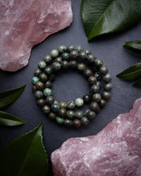 African Turquoise Round Bead Bracelet 8mm