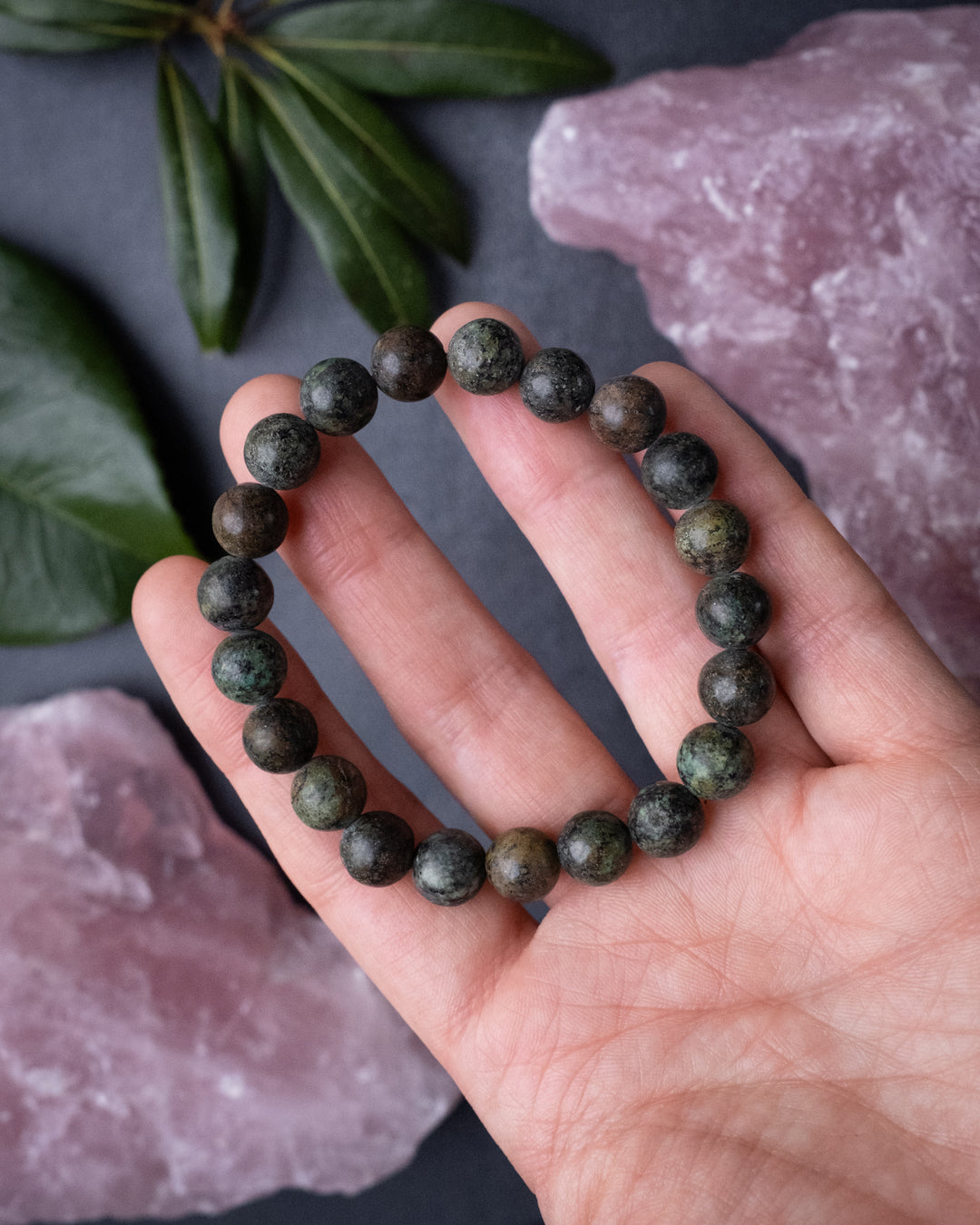 African Turquoise Round Bead Bracelet 8mm