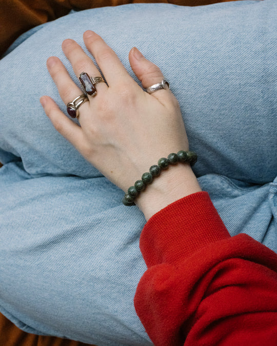 African Turquoise Round Bead Bracelet 8mm