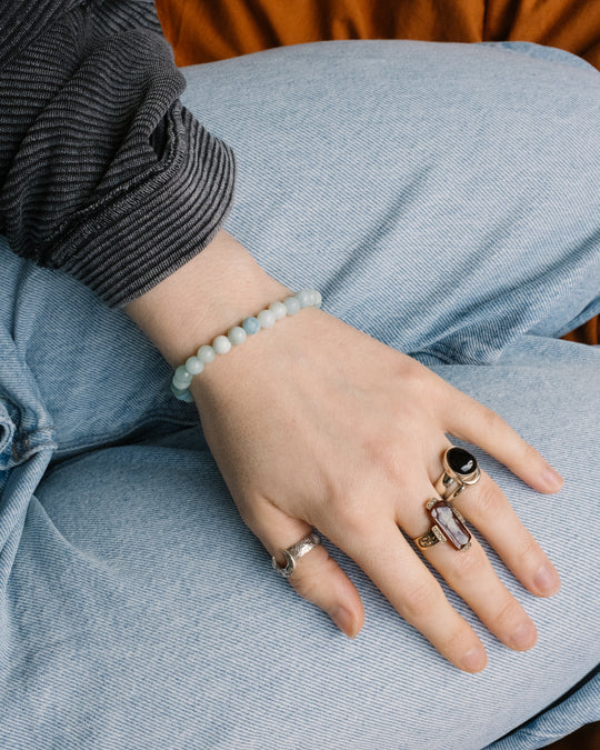 Blue Amazonite Round Bead Bracelet 6mm