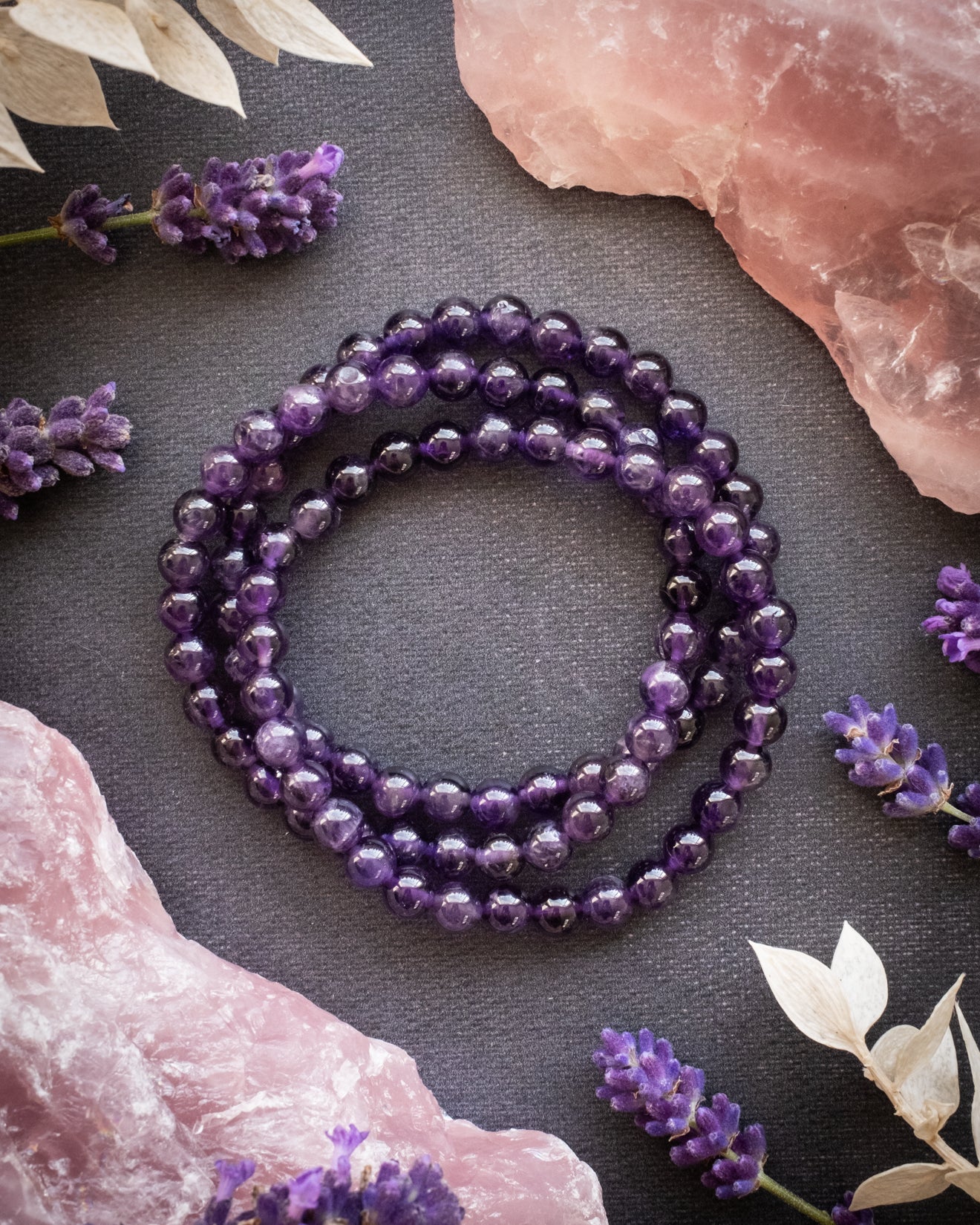 Amethyst Round Bead Bracelet 6mm - The Healing Pear