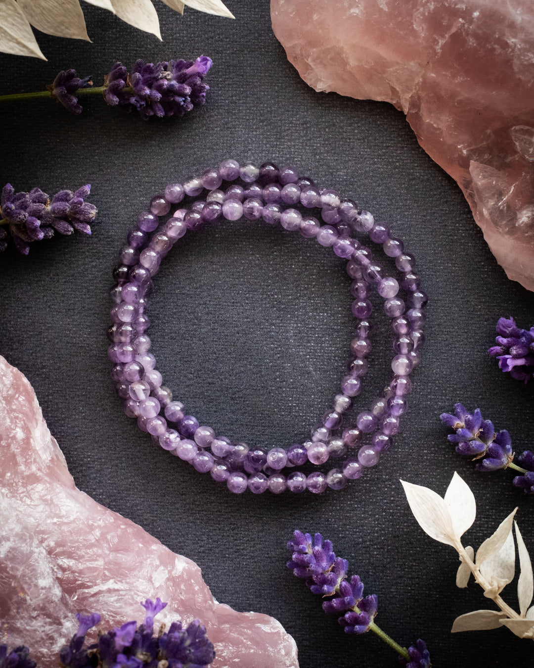 Amethyst Round Bead Bracelet 4mm - The Healing Pear