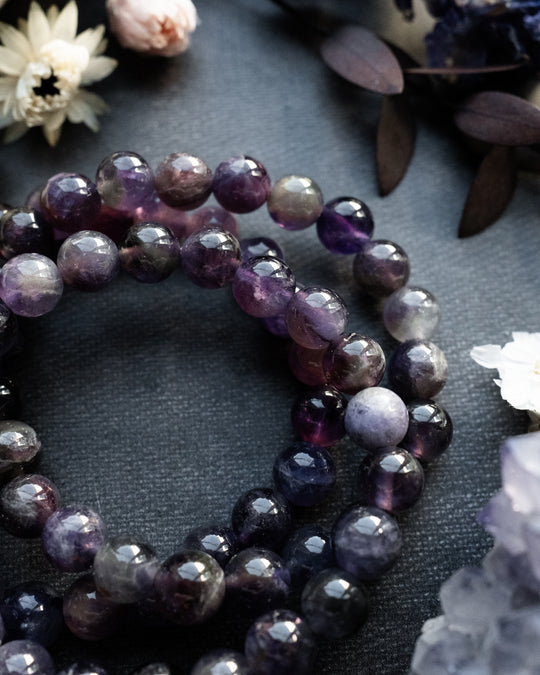 Smoky Amethyst Round Bead Bracelet 8mm